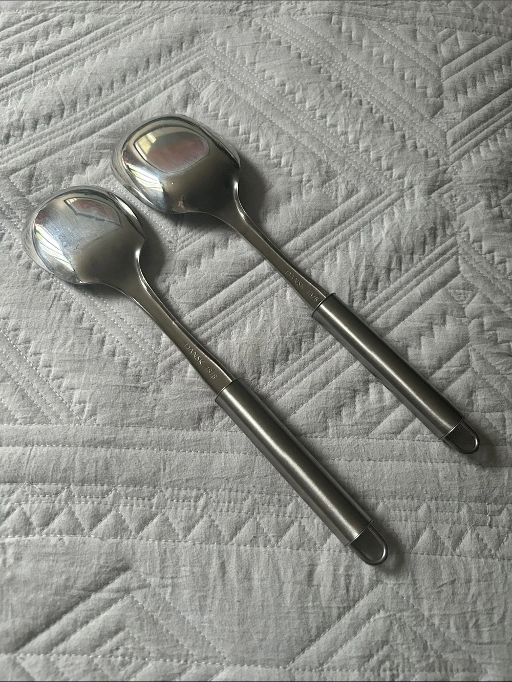 Vintage Dansko 18/8 Stainless Steel Satin Salad 2 Serving Glossy Spoon Set:
